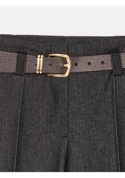 Dilvin 72816 Kemerli Kıvrık Paça Pantolon-siyah