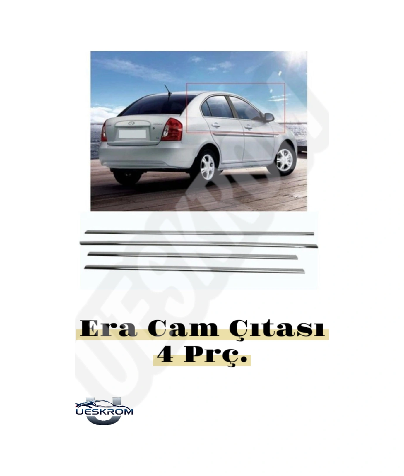 Ueskrom Hyundai Era Krom Bagaj Çıtası + Cam Çıtası Set