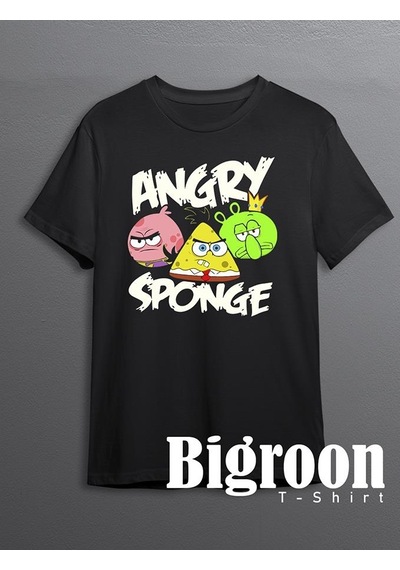 Angry Sponge Sünger Bob Game Tişört Unisex T-shirt 001