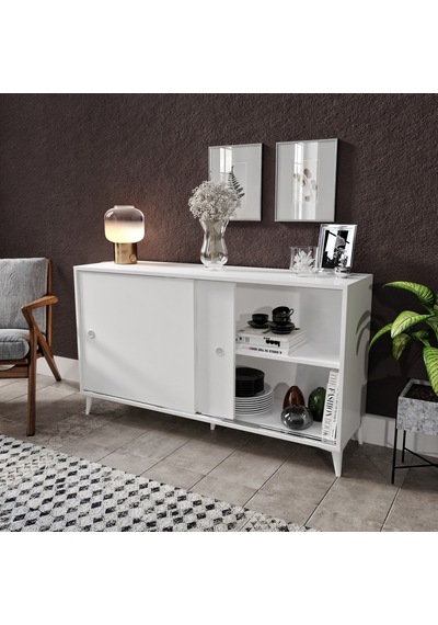 Kznhome Joker Çok Amaçlı Sürgülü Konsol Beyaz - Tamamı 1. Kalite Mdf