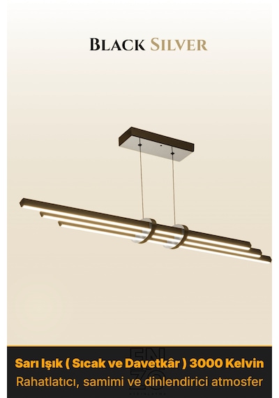 Cosmo Silver Downlight Sarkıt Aşağı Yönlü Modern Led Linear Avize Sarı Işık