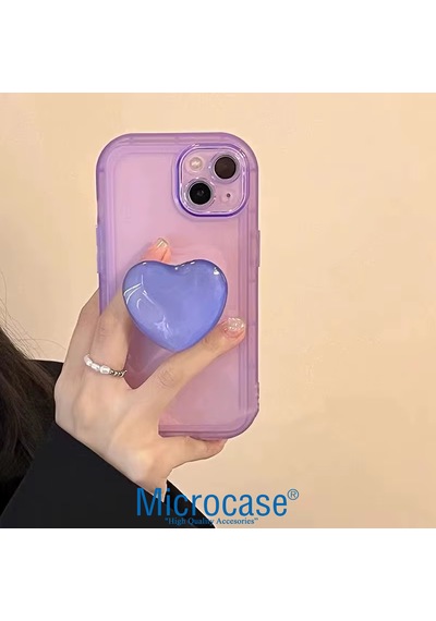 Microcase Kalp Tasarımlı 3m Yapıştırmalı El Parmak Tutucu Cep Telefonu Tutacağı Popsocket - Al5244 Mor