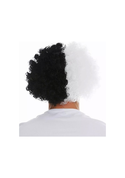 Siyah Beyaz Kıvırcık Afro Bonus Peruk Taraftar Bonus Saç