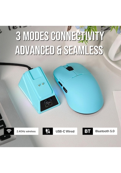 Aj159 Apex 8k Oyun Mouse, 3 Modlu Tft Ekranlı Manyetik Şarj İstasyonu,paw3950 Sensör, 56 Gram Diğer
