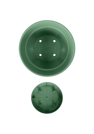 Tabaklı Delikli Plastik Çiçek Saksısı, 9 Ve 5.5 Lt 2 Boy, Yeşil Diğer