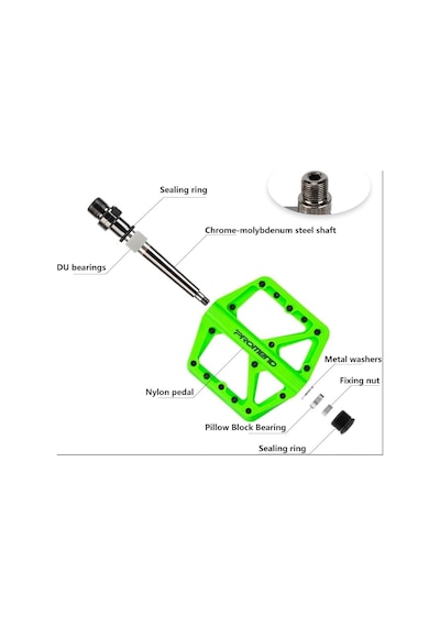 Promend Renkli Platform Pedal Mtb Freeride Kaymaz Rulmanlı Plastik Pedal Ultra Hafif Gri Renk