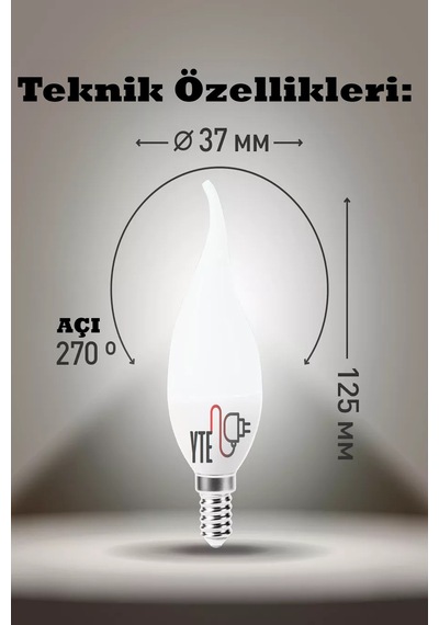 Gün Işığı Kıvrık Mum Led Ampul E14 Duy 5w 10 Adet