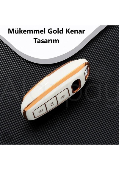 Audi A3 A4 A6 A7 A8 & B9 C8 4k D5 & S7 S8 & Q7 Q8 & E-tron Gold Kenar Tpu Anahtar Kılıfı Mavi