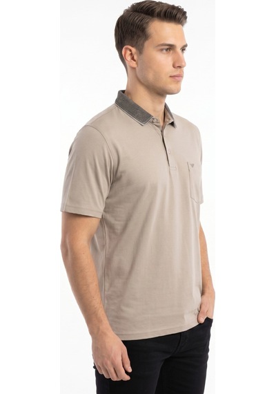Raymons Erkek Büyük Beden Polo Yaka Cepli Kısa Kollu Tişört T6275 Bgl-st05556 Bej