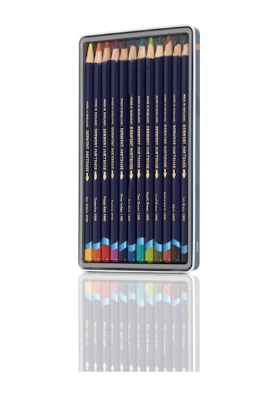 Derwent Inktense Serisi Mürekkep Bazlı Suluboya Kalem Seti - 12 Renk Metal Kutulu 124-Pembe
