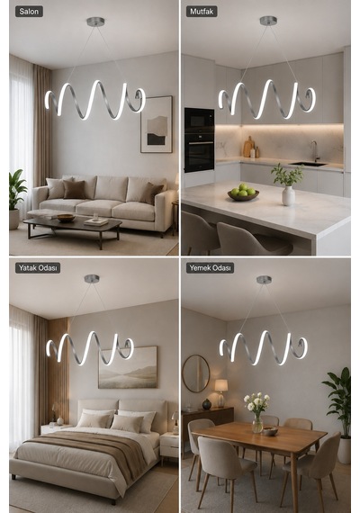 Grandis Led Sarkıt Avize Beyaz Işık Gri