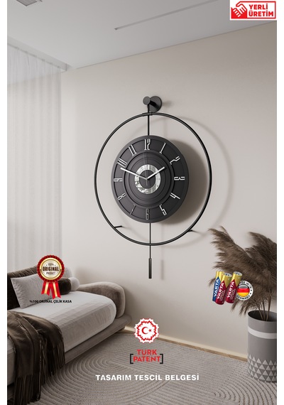 MetaQuartz Aksesuar (Büyük Boy-50*75 cm)Siyah Timelles-pilli Led - Quartz Mekanizmalı