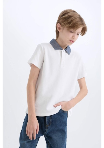 DeFacto Erkek Çocuk Polo Yaka Basic Düz Kısa Kollu Tişört D9254A825SMWT34