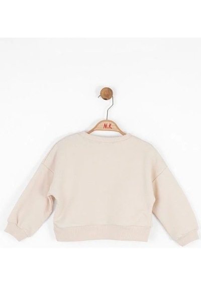 Nk Kids Kız Bebek Pamuklu İki İplik Bahar Sweatshirt-14717 Krem