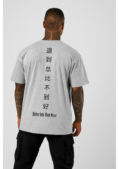 Çince Baskılı T-shirt Gri