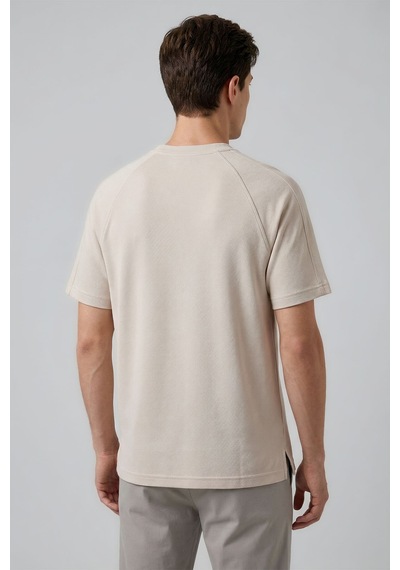 Bej Rahat Form Esnek Nefes Alabilir Erkek T-shirt - 88495