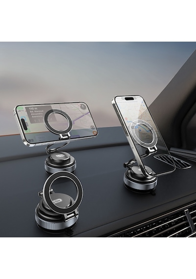 Go Des Gd-hd238 360 Derece Dönebilen Vakum Özellikli Magnetik Telefon Tutucu Siyah