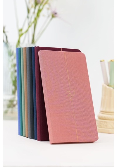 Tr 2027 Yılı Haftalık Keten 9x17 Cm Cep Ajandası 12 Aylık Pembe Genel