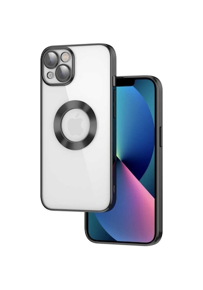 Apple Uyumlu iPhone 13 Kılıf Kamera Korumalı Logo Gösteren Şeffaf Kapak