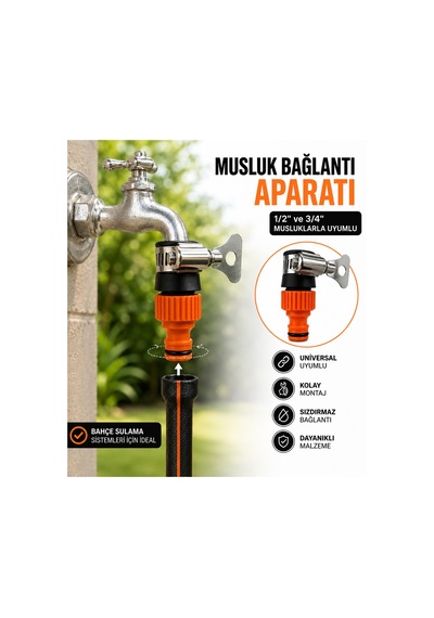 Kelepçeli Musluk Adaptörü 1/2 Kelepçeli Hortum Bağlantı Eki Bahçe Sulama Aparatı 0