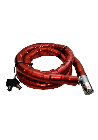 Motor Bisiklet Kilidi 150cm Pvc Kaplı Motor Kilidi Kalın 2 Anahtar Çelik Halat Kırmzı