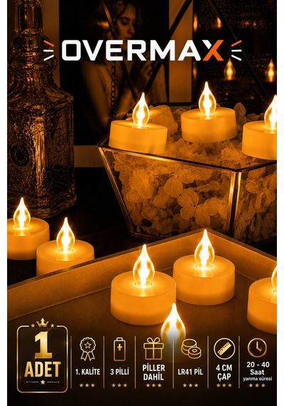 Premium Led Tealight Mum Sıcak Beyaz Işık Gerçek Mum Görünümü 1 Adet 1'li Led - 893628512 1'li Led