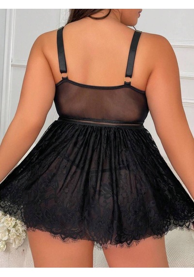 New Dreams Modern Şık Elegant Tasarım Dikkat Çekici Dantelli Siyah Etekli Jartiyer Gecelik Siyah