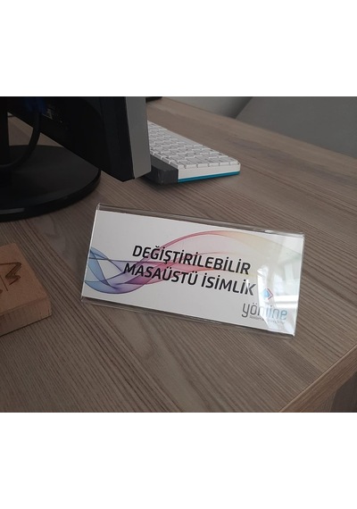 Şeffaf Değiştirilebilir Yatay Masaüstü Isimlik - 15x7 Cm Diğer