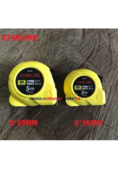 Starline Çelik Şerit Metre 5 Metre 25 MM 3 Metre Ölçüm Metresi
