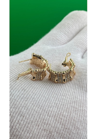 Xuping Rose Gold Zirkon Taşlı Vip Kadın Küpe Altın