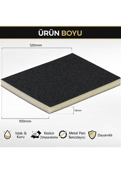 Sünger Zımpara 180 Kum Ahşap Mobilya Metal Tencere Tava Hobi Yatık El Zımparası Islak Kuru 2 Adet Diğer