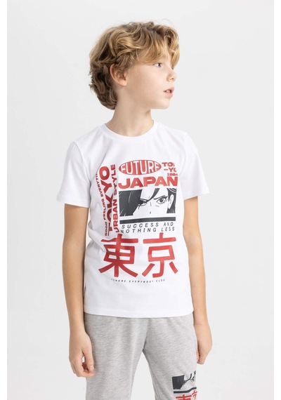 Defacto Erkek Çocuk Baskılı Kısa Kollu Pijama Takımı C0623a824spwt34 Beyaz Defacto Erkek Çocuk Baskılı Kısa Kollu Pijama Takımı C0623a824spwt34 Beyaz