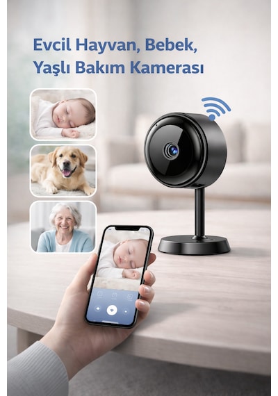 Wi-fi Mini Güvenlik Kamerası Bebek Evcil Hayvan Yaşlı Bakım İçin Gece Görüşlü