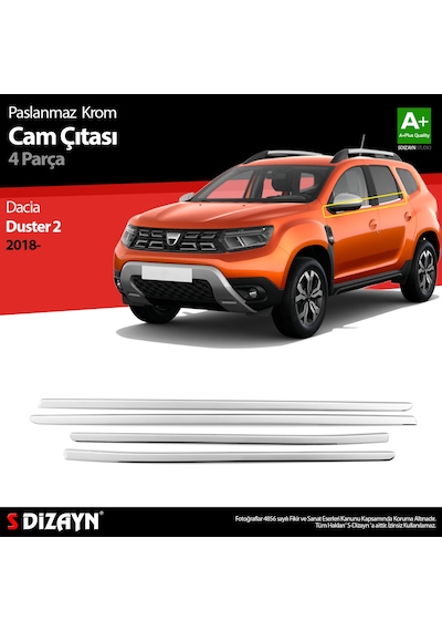 S-Dizayn Dacia Duster Krom Cam Çıtası 4 Prç. 2018 Üzeri