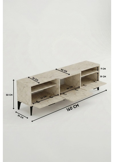 Mistral Tv Sehpası Suntalam Ekru 160x40 Cm Çok Renkli