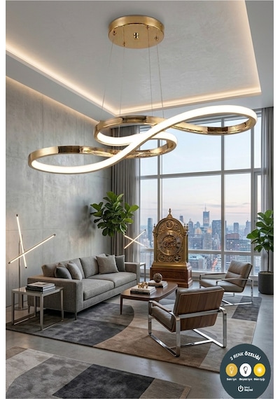 Infinity Eskitme Kıvrımlı Led Sarkıt Avize 3 Renk Salon, Yemek Masası Ve Oturma Odası İçin