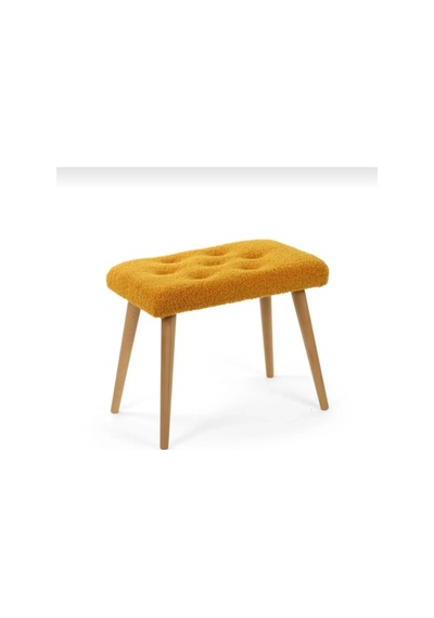 Gürgen Retro Ahşap Ayaklı Handmade Pofidik Puf Bench Koltuk Turuncu