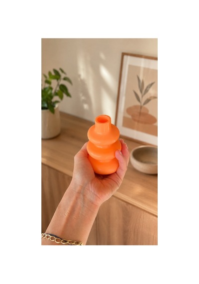 Spiral Görünümlü Vazo Balon Form Minimalist Bohem Dekor Objesi Turuncu