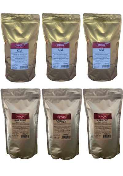 Orçel Karadut 3 x 1 KG + Kivi Aromalı İçecek Tozu Oralet 3 x 1 KG