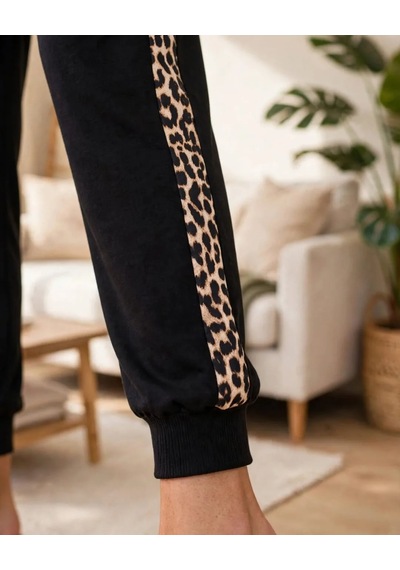 Leopar Detaylı Kapüşonlu Eşofman Takımı 2xl, Leopar