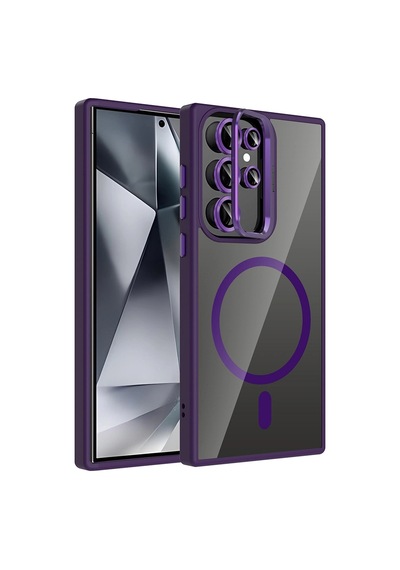 Samsung Uyumlu Galaxy S24 Ultra Kılıf Standlı Ve Kamera Lens li M-safe Şarj Özellikli Zore Etro Kapak Çok Renkli