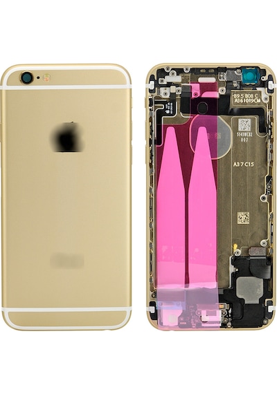 Apple Uyumlu iPhone 6S Plus Dolu Kasa Gold (Altın Renk) Şarj Soketi+On Off Flex+Ses Flex Üstünde