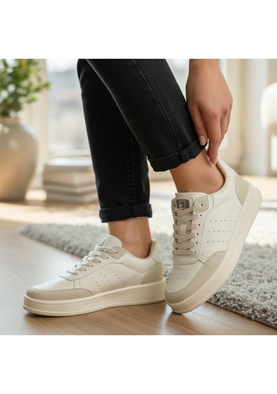 Papatay 1011 Hazır Taban Unisex Spor Ayakkabı Bağcıklı Rahat Sneaker Bej