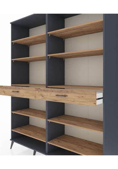 Hyperion Gardrop 10 Raflı 2 Çekmeceli 176x44x221 Antrasit-çam Beyaz Hyperion Gardrop 10 Raflı 2 Çekmeceli 176x44x221 Antrasit-çam Beyaz