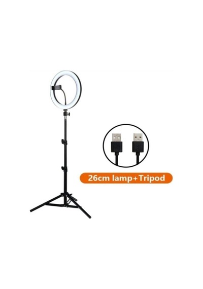 Ringlight Led Işık Selfie Makyaj Kuaför Tiktok Youtuber 2m Tripod 26 Cm Stüdyo Işığı
