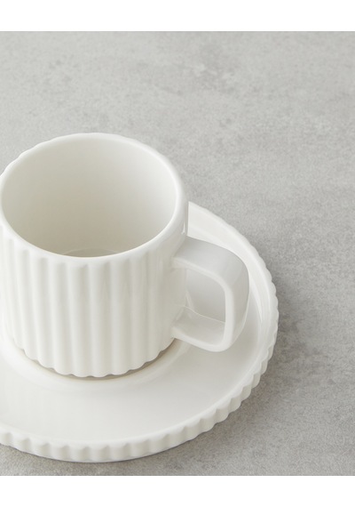 English Home Lunara Porselen 4 Parça 2 Kişilik Kahve Fincan Takımı 90 Ml Beyaz Beyaz
