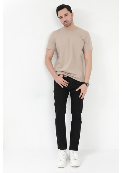 Giysa Erkek Skinny Jean Siyah Düğme Kapamalı Likralı Kot Pantolon - 5602 Siyah