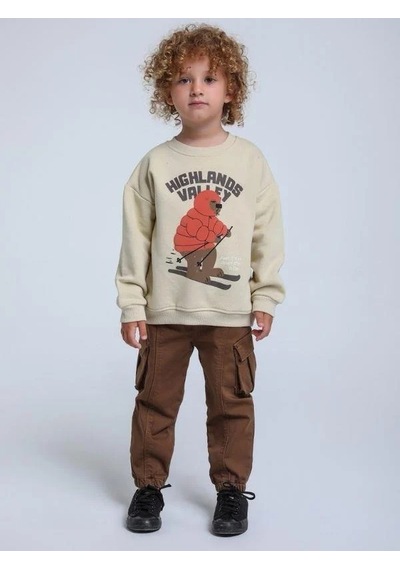 Jack Lions Erkek Bebek Beli Lastikli Cep Detaylı Kargo Pantolon-14261 Kahverengi