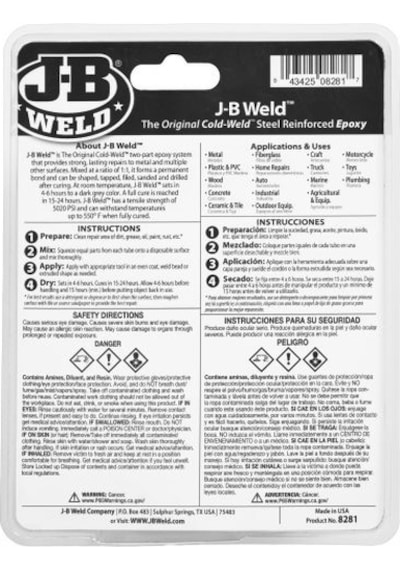 Jb Weld Adhesive Weld Ikiz Tüp Yapıştırıcı Soğuk Kaynak 43 Gr Ikiz Tüp