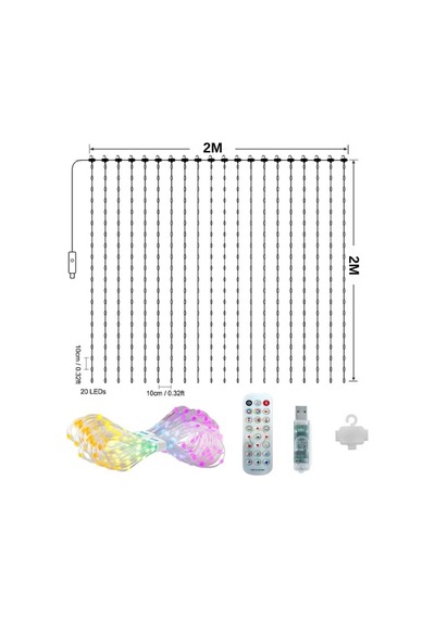 Led Işıklı Akıllı Perde Animasyonlu Uzaktan Kumanda Sevgili Eğlence Parti Yılbaşı 2x2 Mtr 400 Ledli Çok Renkli - 787020464 Çok Renkli